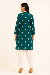 Teal Embroidered Patiala Shalwar